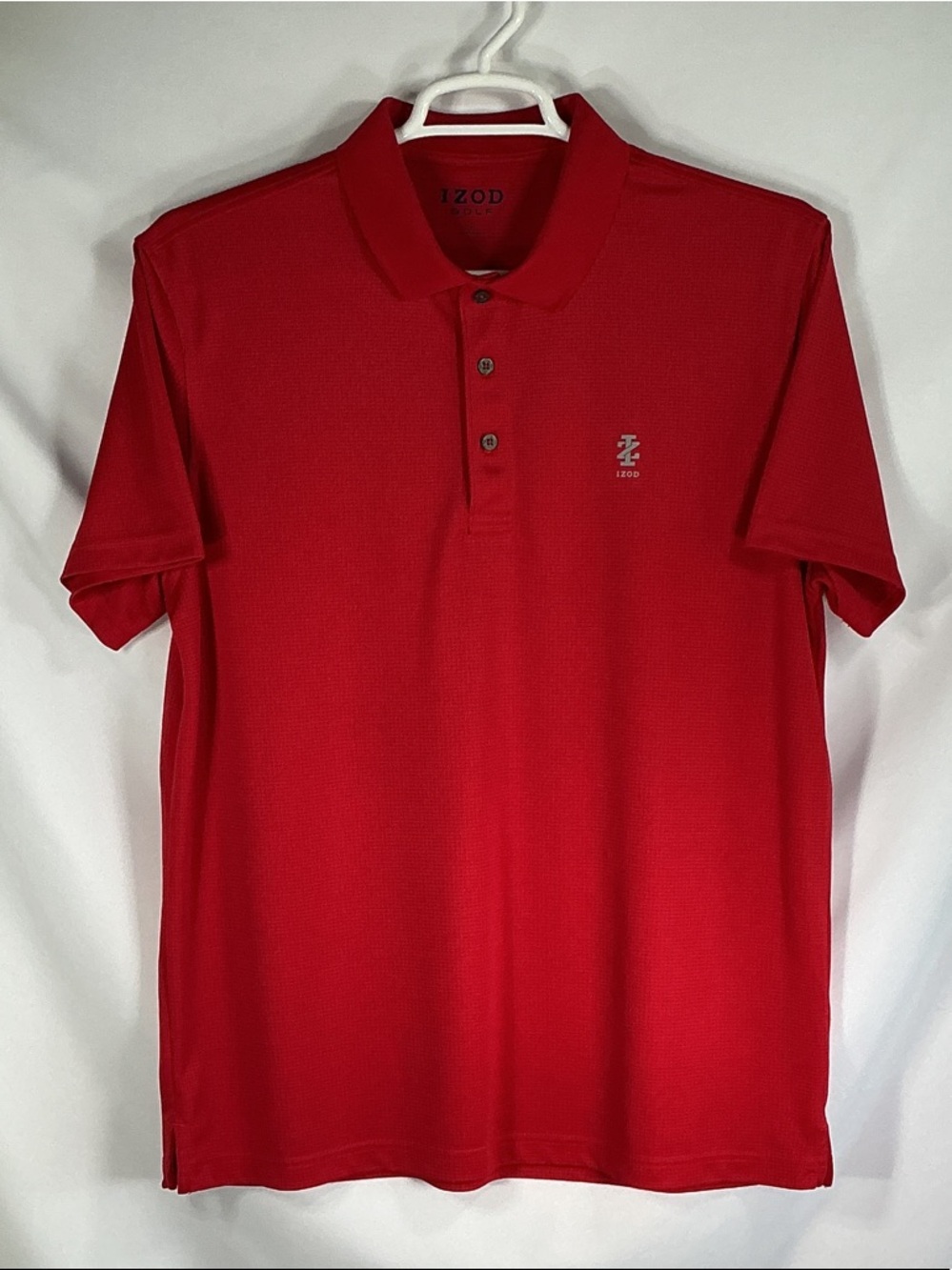 IZOD Golf Performance Short Sleeve Polo Shirt Large Red Moisture Wicking